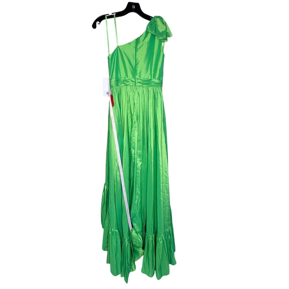Mac Duggal NWT One Shoulder Bow Asymmetrical Hem Gown in Spring Green Size 4 - Picture 10 of 11